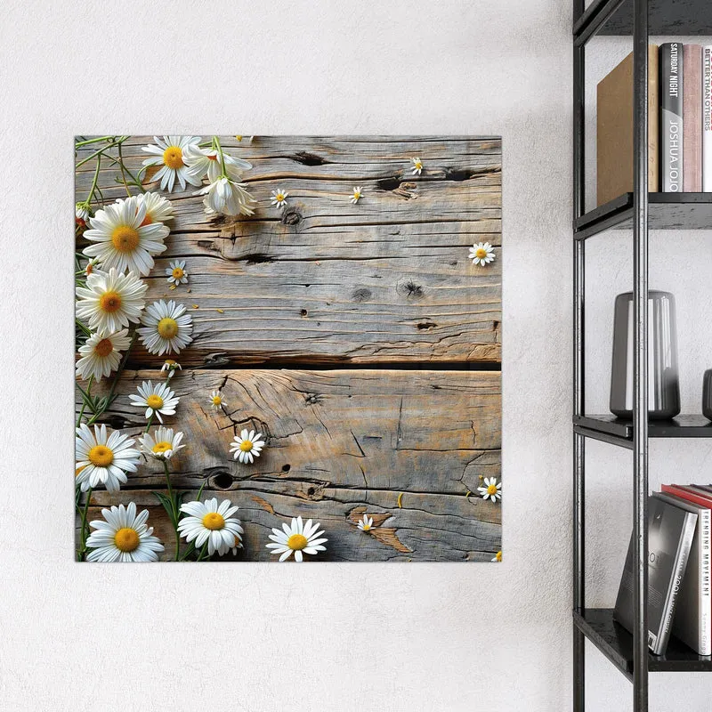 Magnettafel - Gänseblümchen auf Holz