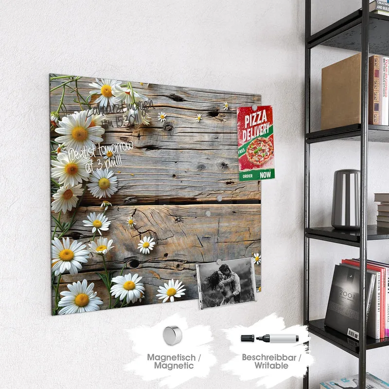 Magnettafel - Gänseblümchen auf Holz