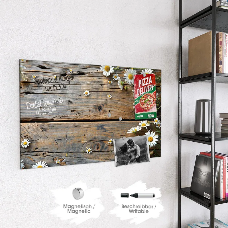 Magnettafel - Gänseblümchen auf Holz