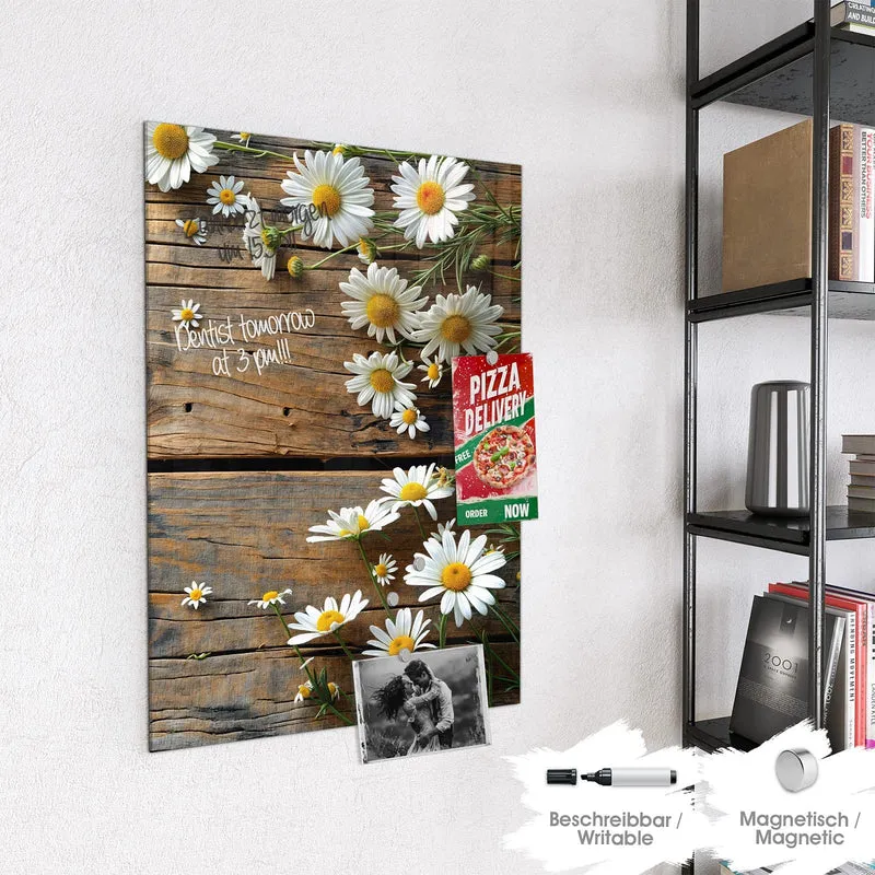 Magnettafel - Gänseblümchen auf Holz