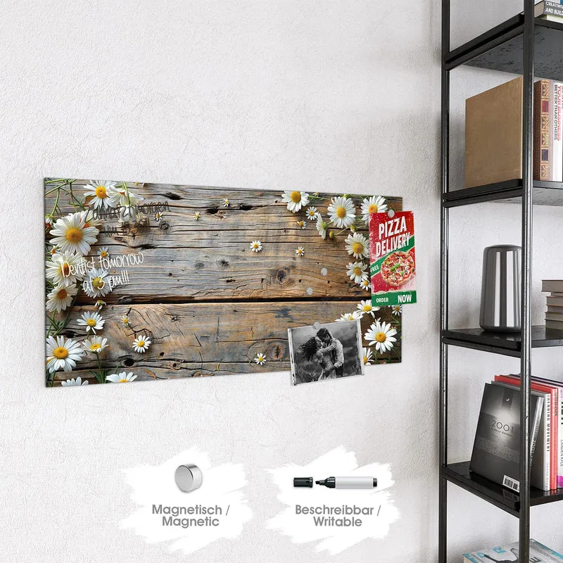 Magnettafel - Gänseblümchen auf Holz
