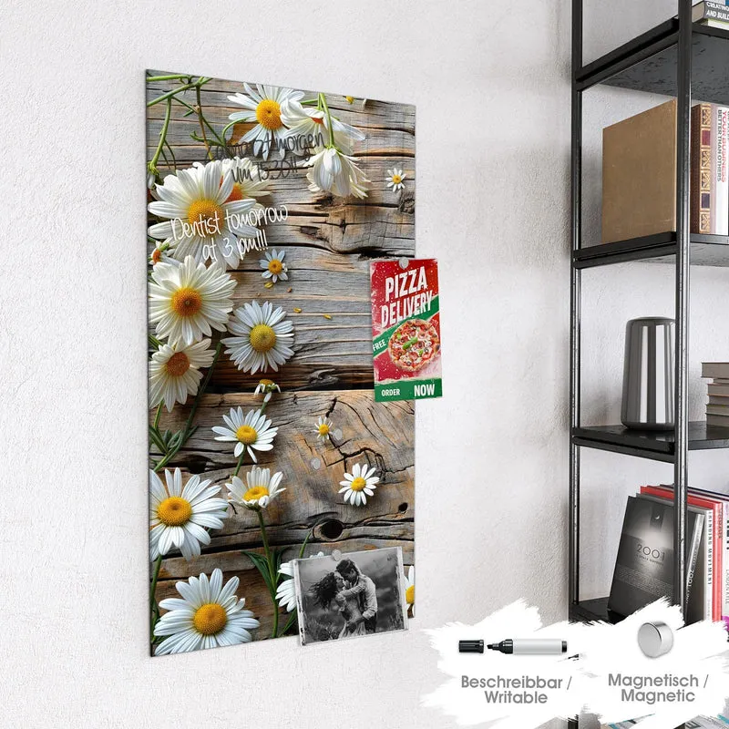 Magnettafel - Gänseblümchen auf Holz