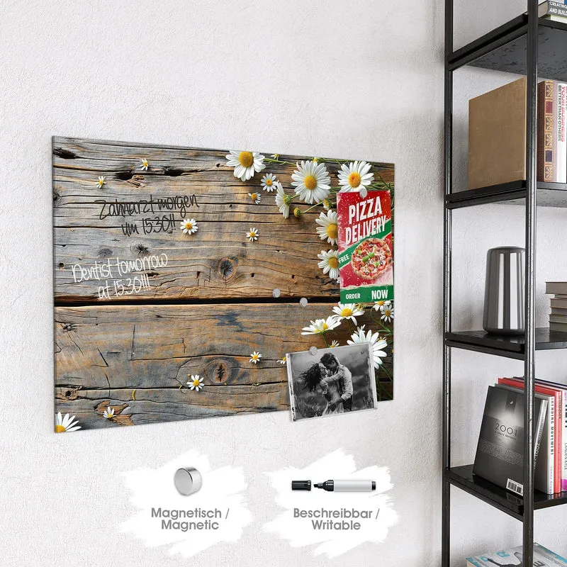 Magnettafel - Gänseblümchen auf Holz