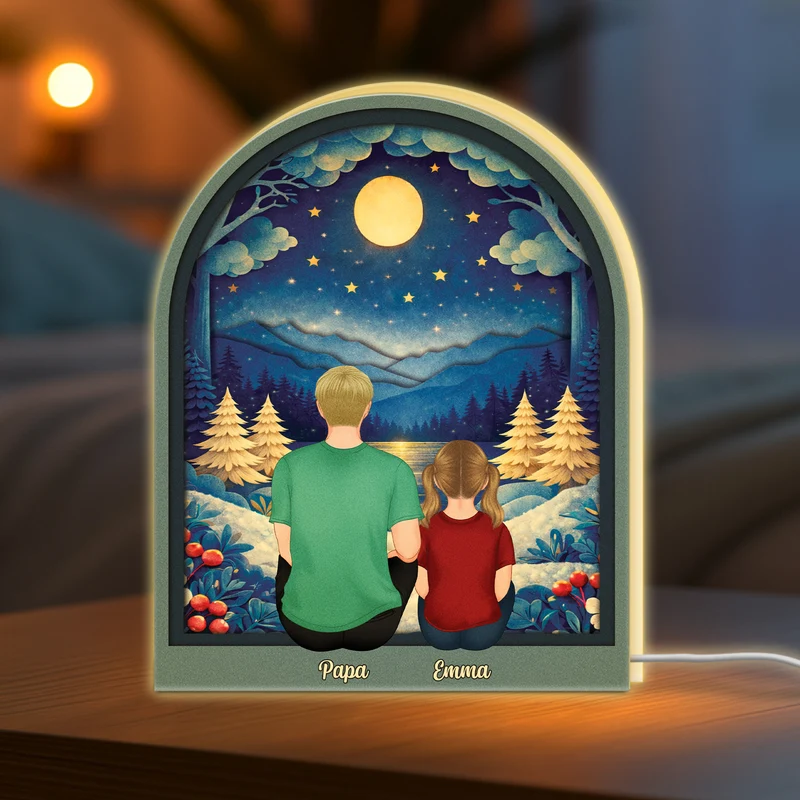 [3D-Optik] Mama Und Kinder - Personalisiertes Geschenk | Lightbox Mama/Papa