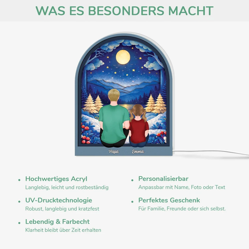 [3D-Optik] Mama Und Kinder - Personalisiertes Geschenk | Lightbox Mama/Papa