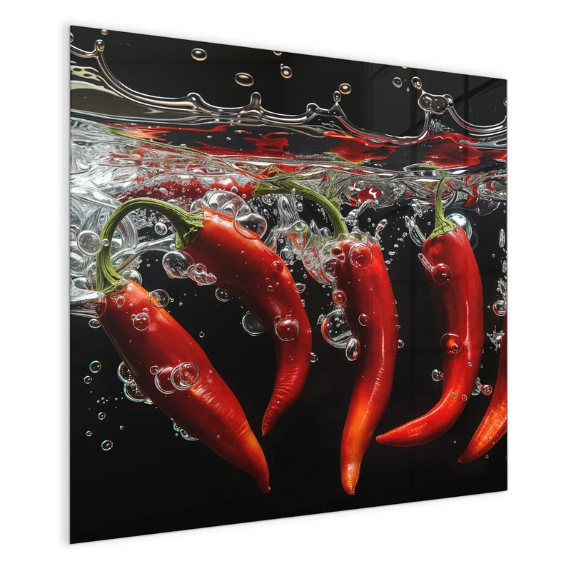 Magnettafel - Chilis im dunklen Wasser