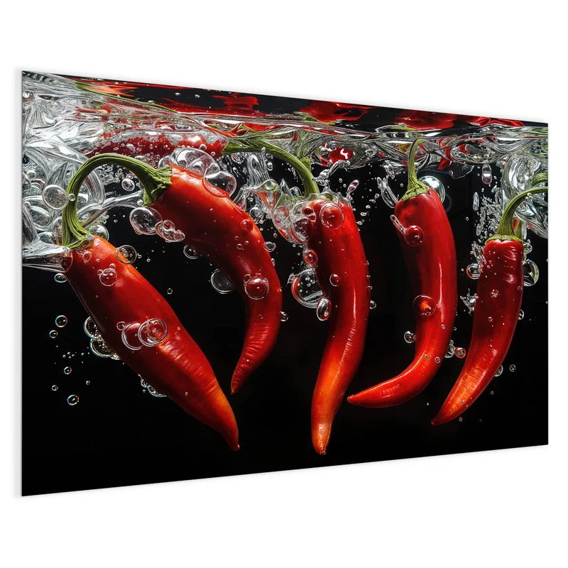 Magnettafel - Chilis im dunklen Wasser