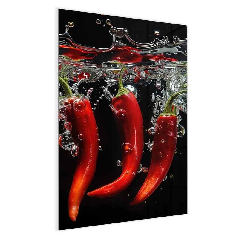 Magnettafel - Chilis im dunklen Wasser