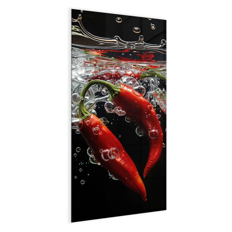 Magnettafel - Chilis im dunklen Wasser