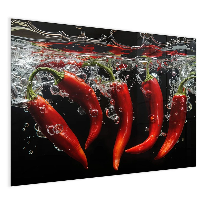 Magnettafel - Chilis im dunklen Wasser