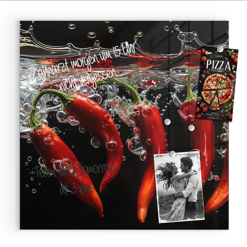 Magnettafel - Chilis im dunklen Wasser
