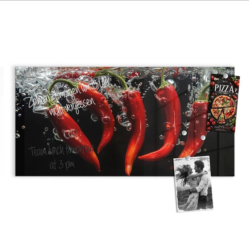 Magnettafel - Chilis im dunklen Wasser