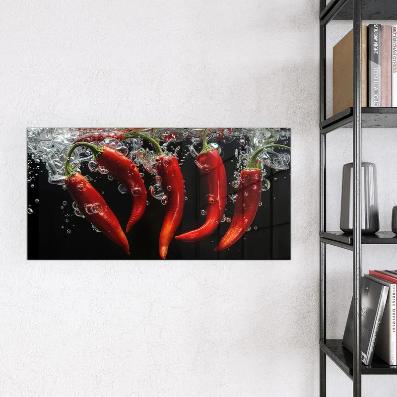 Magnettafel - Chilis im dunklen Wasser