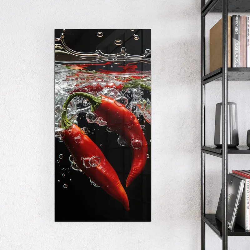 Magnettafel - Chilis im dunklen Wasser