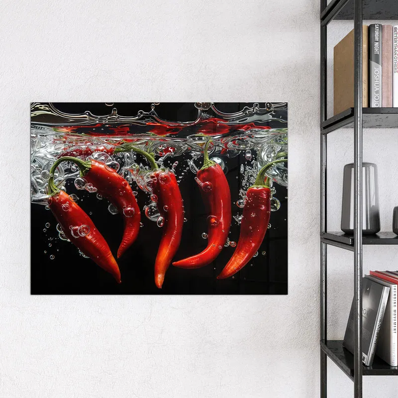 Magnettafel - Chilis im dunklen Wasser