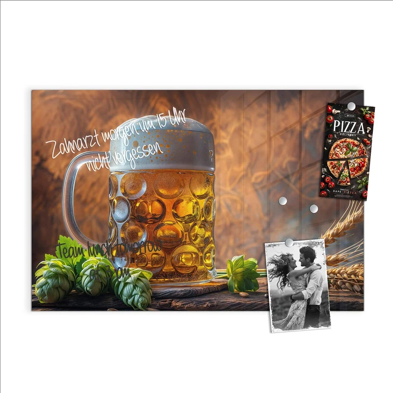 Magnettafel - Bierkrug mit Hopfen