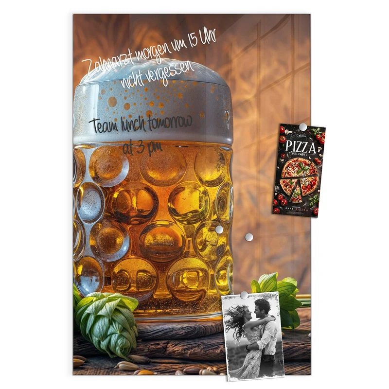 Magnettafel - Bierkrug mit Hopfen