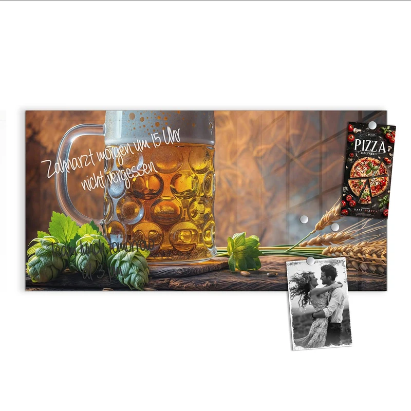 Magnettafel - Bierkrug mit Hopfen