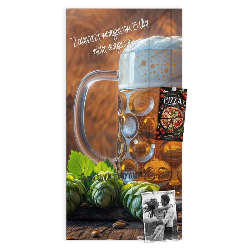 Magnettafel - Bierkrug mit Hopfen