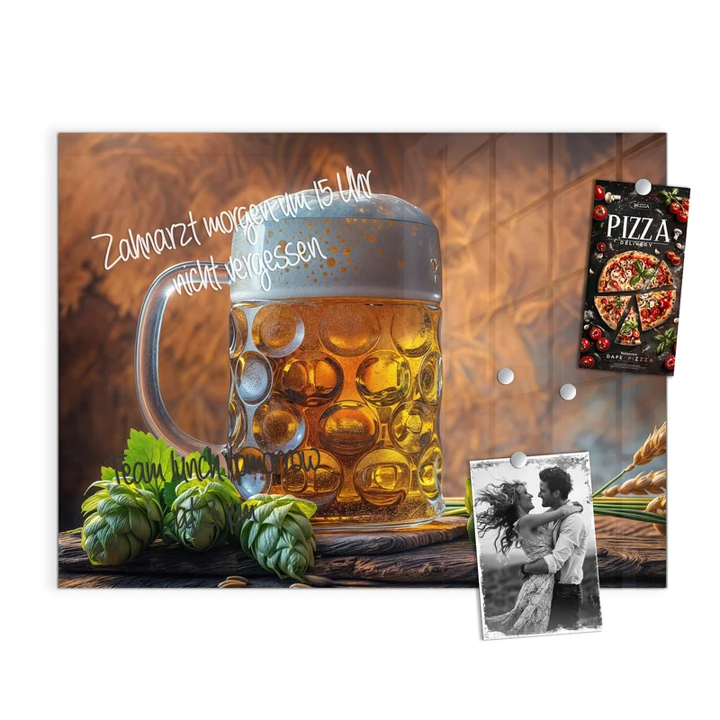 Magnettafel - Bierkrug mit Hopfen