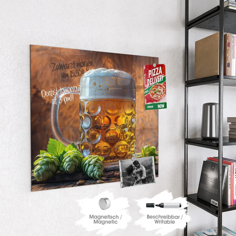 Magnettafel - Bierkrug mit Hopfen
