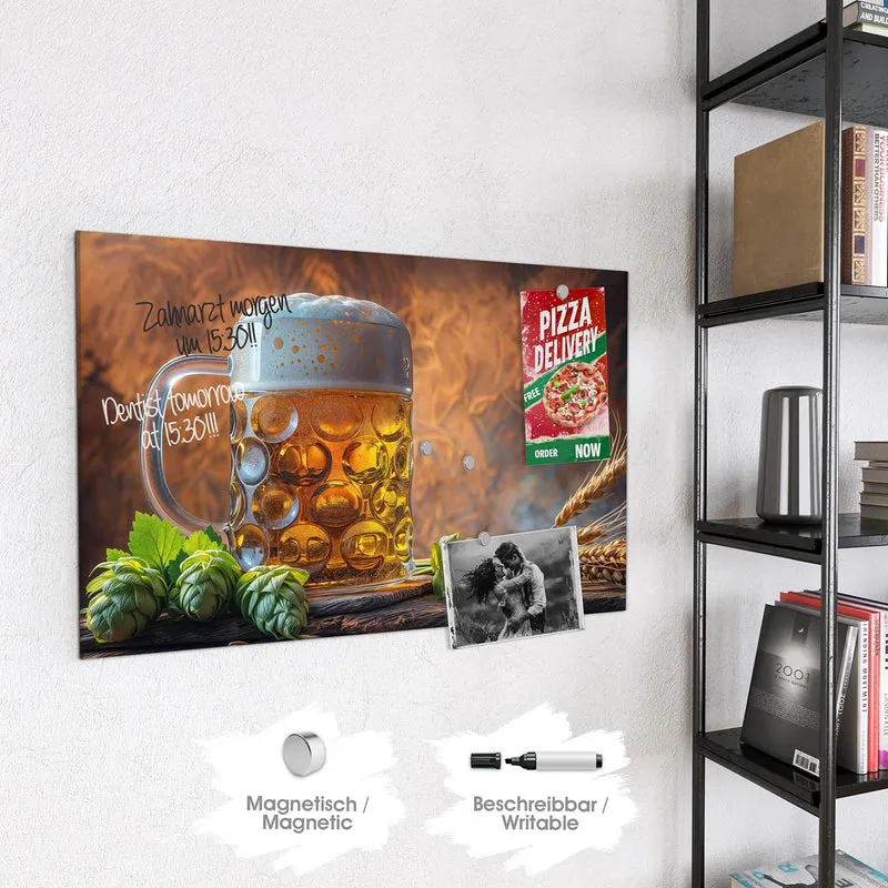 Magnettafel - Bierkrug mit Hopfen