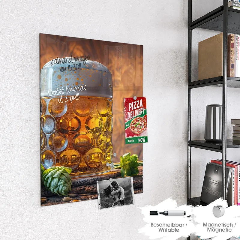 Magnettafel - Bierkrug mit Hopfen