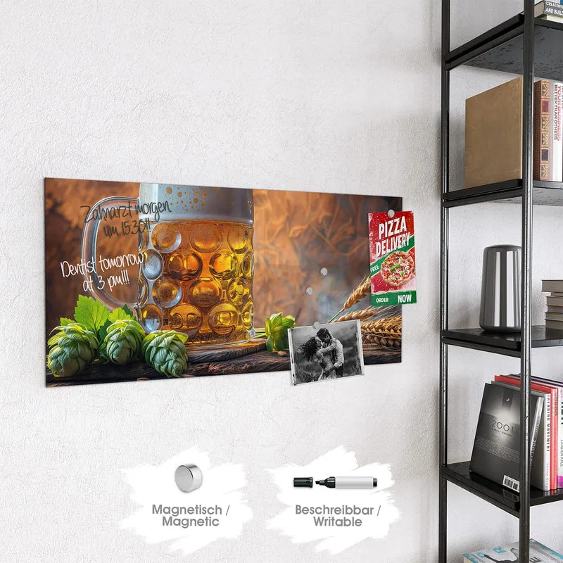 Magnettafel - Bierkrug mit Hopfen