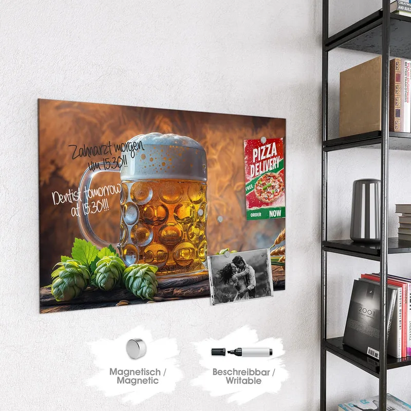 Magnettafel - Bierkrug mit Hopfen