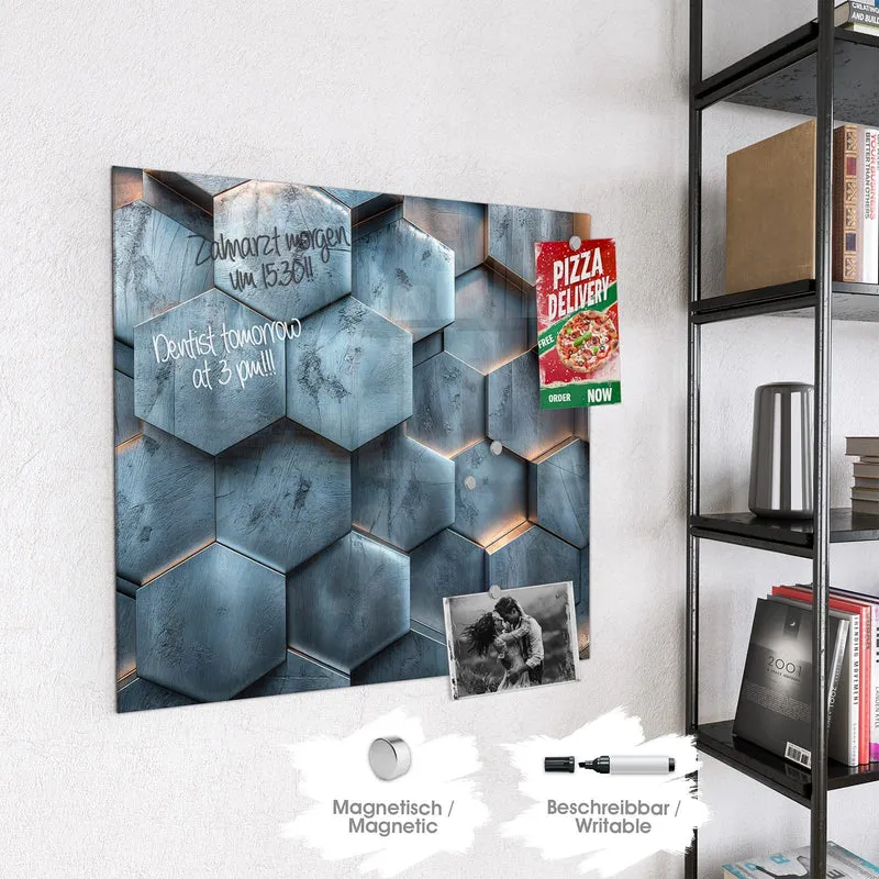 Magnettafel - Wabenmuster in Blau