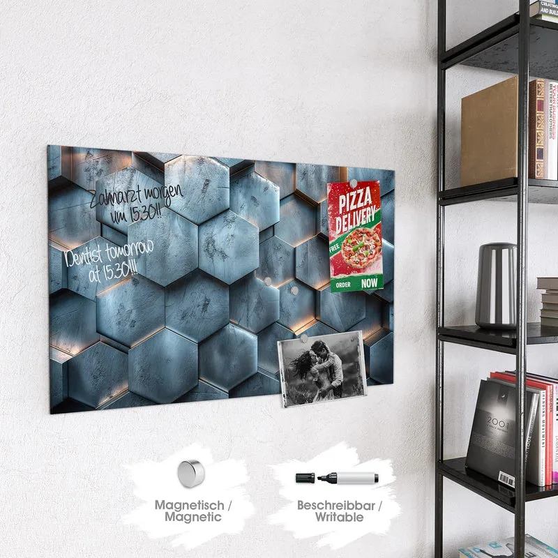 Magnettafel - Wabenmuster in Blau