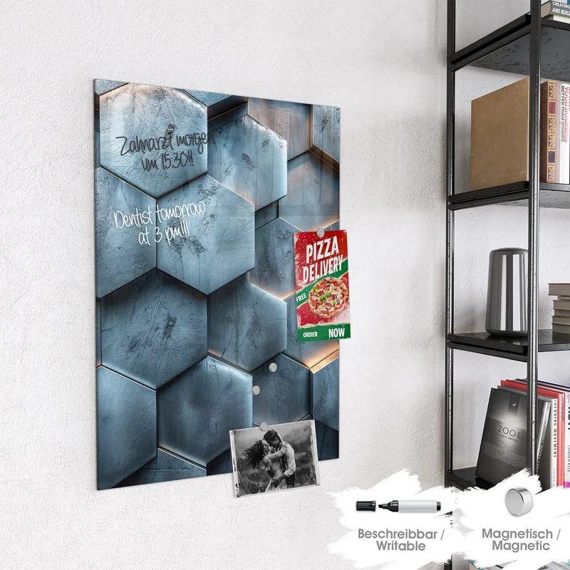 Magnettafel - Wabenmuster in Blau