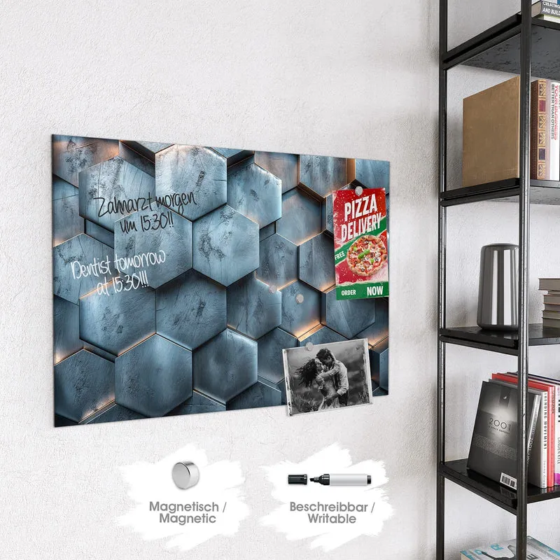 Magnettafel - Wabenmuster in Blau