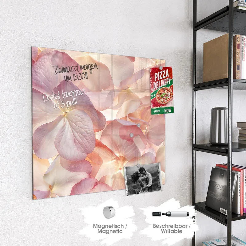 Magnettafel - Hortensien in Pastell