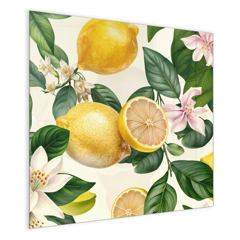 Magnettafel - Zitronen und Blüten