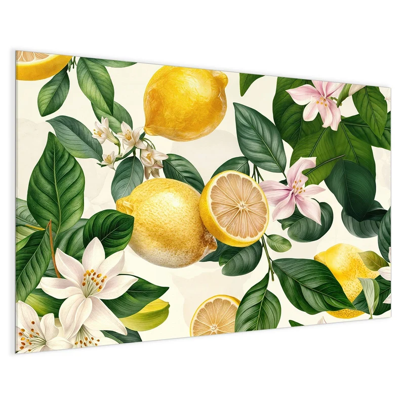 Magnettafel - Zitronen und Blüten
