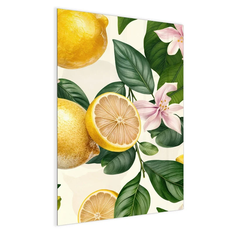 Magnettafel - Zitronen und Blüten