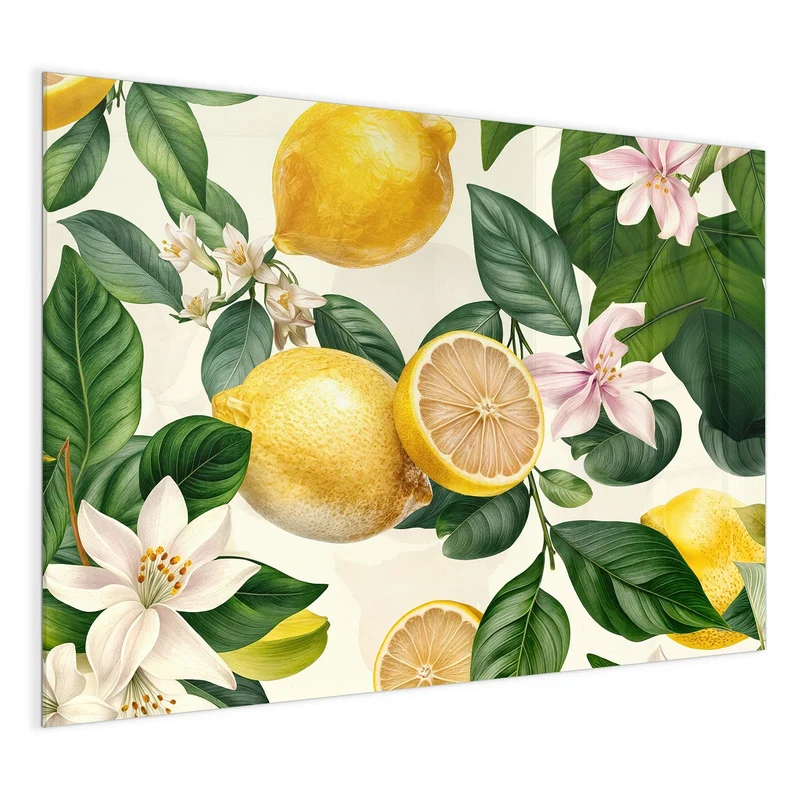Magnettafel - Zitronen und Blüten
