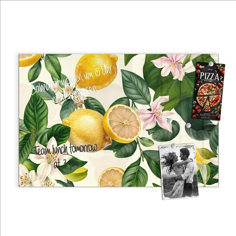 Magnettafel - Zitronen und Blüten