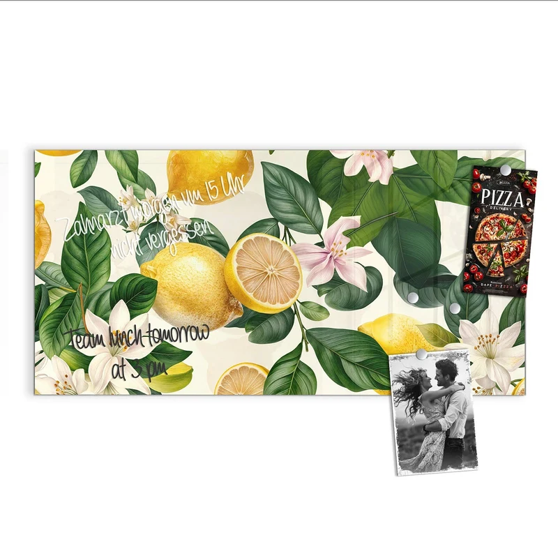 Magnettafel - Zitronen und Blüten