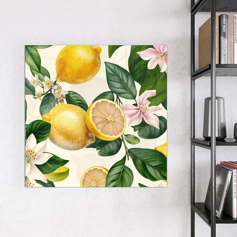 Magnettafel - Zitronen und Blüten