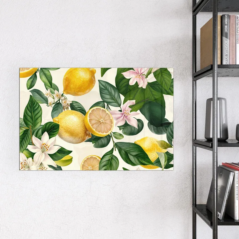 Magnettafel - Zitronen und Blüten
