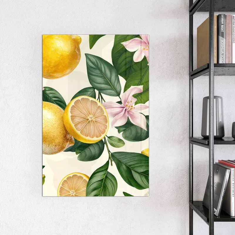 Magnettafel - Zitronen und Blüten