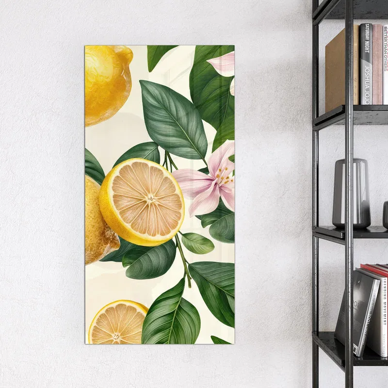 Magnettafel - Zitronen und Blüten