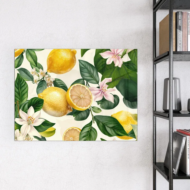 Magnettafel - Zitronen und Blüten