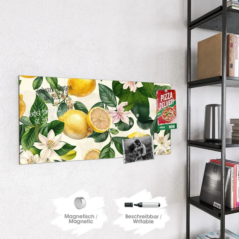 Magnettafel - Zitronen und Blüten