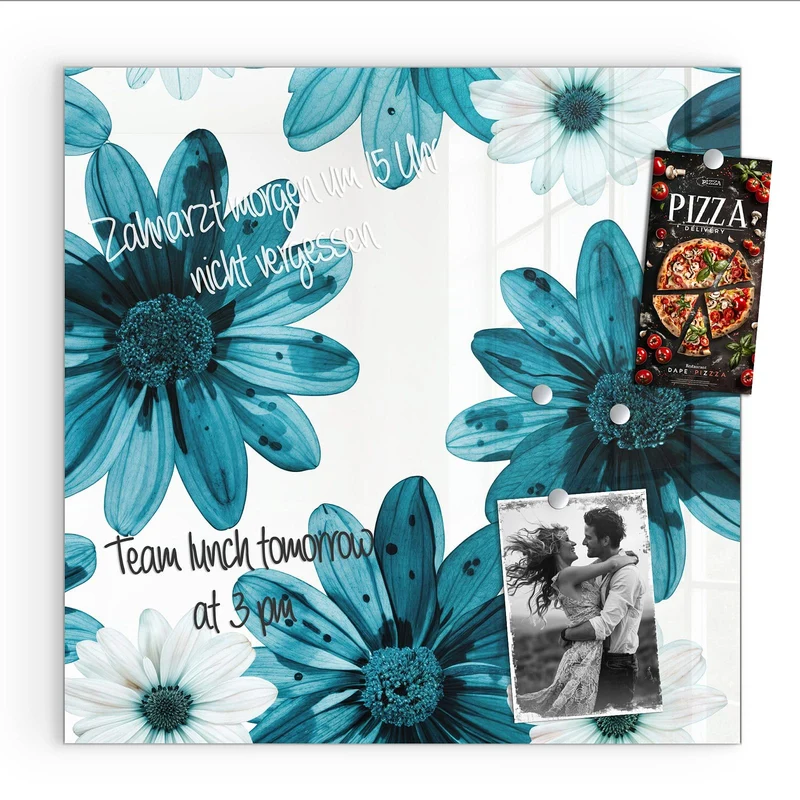 Magnettafel - Blaues Blumenmuster
