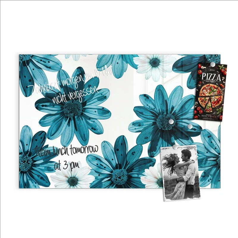 Magnettafel - Blaues Blumenmuster