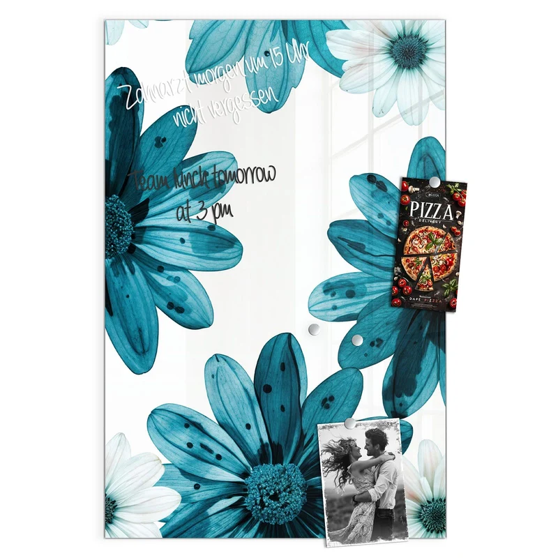 Magnettafel - Blaues Blumenmuster