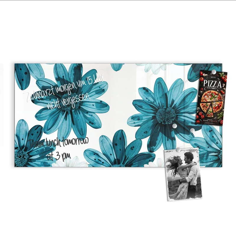 Magnettafel - Blaues Blumenmuster